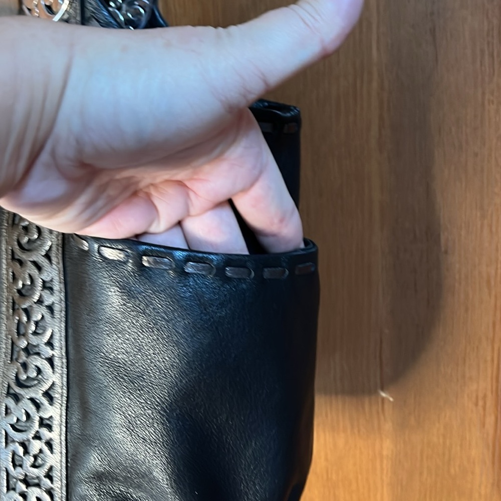 BRIGHTON Black Leather Shoulder Bag - Picture 3 of 10